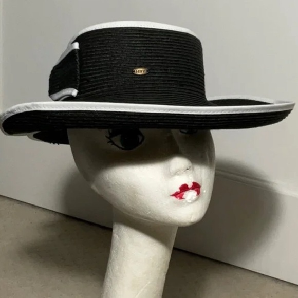 HBY Miami paper straw visor style hat Gorgeous ribbed hat with back bow - Picture 1 of 7